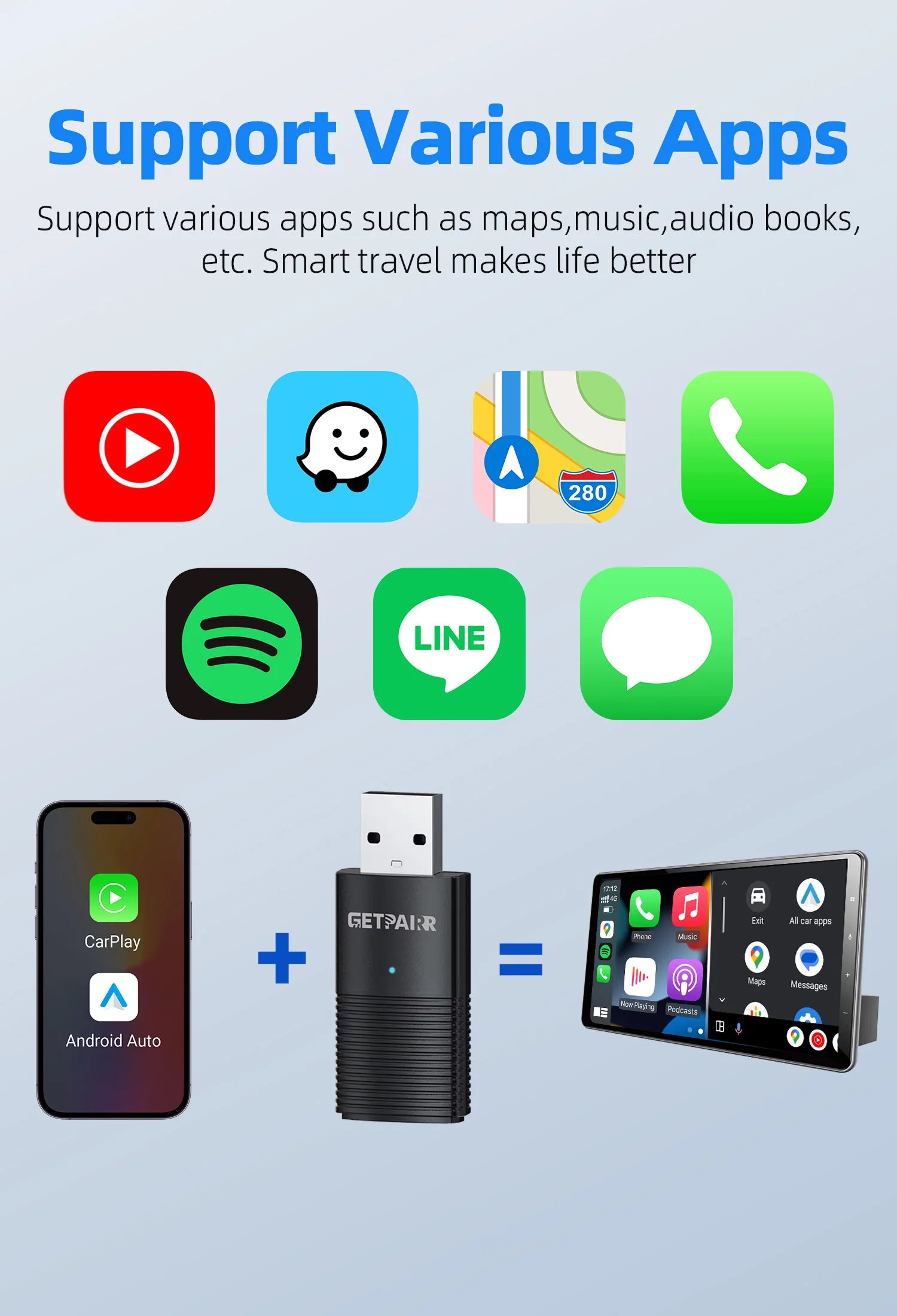 Wireless CarPlay Dongle Plug And Play For Android Auto - Smarsty