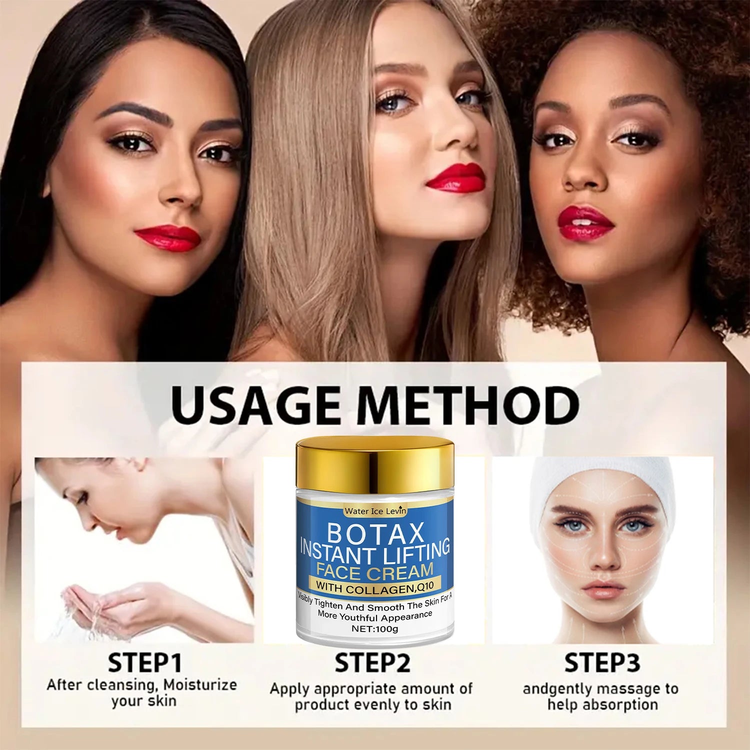 Instant Lifting Face Cream | Collagen + Q10 Boost | Visibly Tighter & Smoother Skin - Smarsty