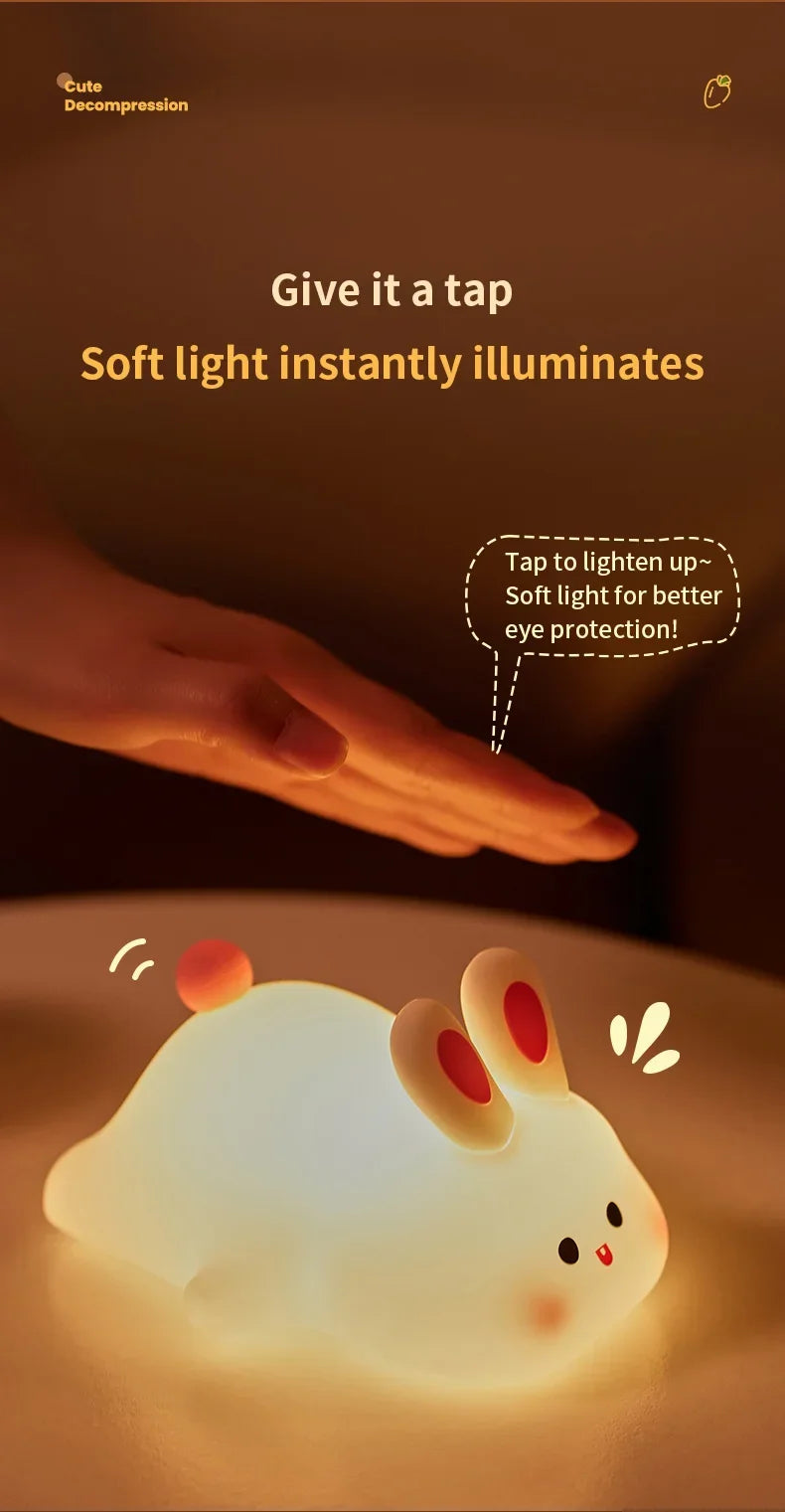 Cute Silicone Rabbit LED Night Light for Kids - Smarsty