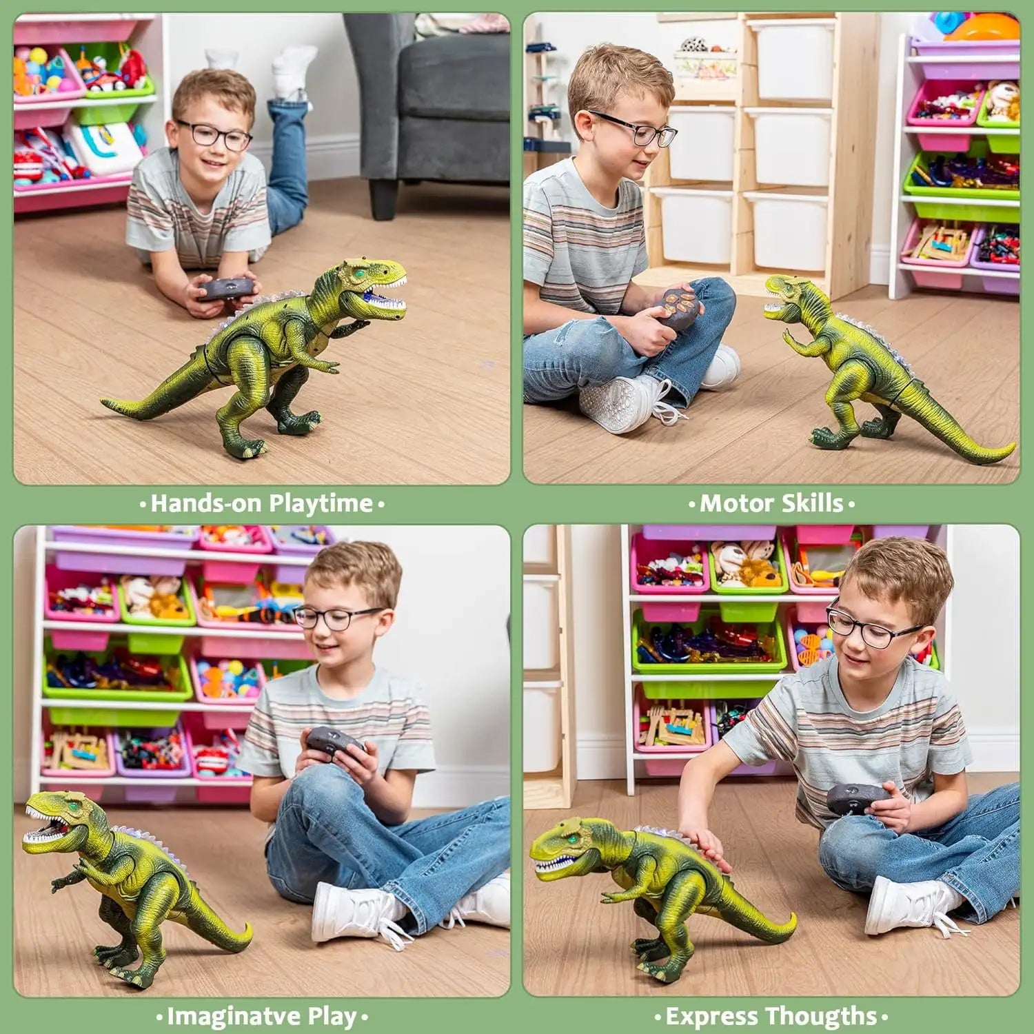 Joyfy Remote Control Walking Dinosaur Big T rex Dinosaur Robot Toy with Light Sound Electric Animal for Kids Best Birthday Gift