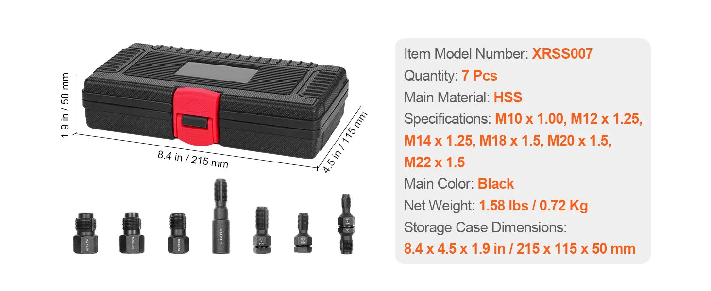 SucceBuy Thread Chaser Set UNC UNF Metric Thread Restorer Tool Rethreading Tool Kit Heat Treated Steel Mechanics DIY Enthusiast