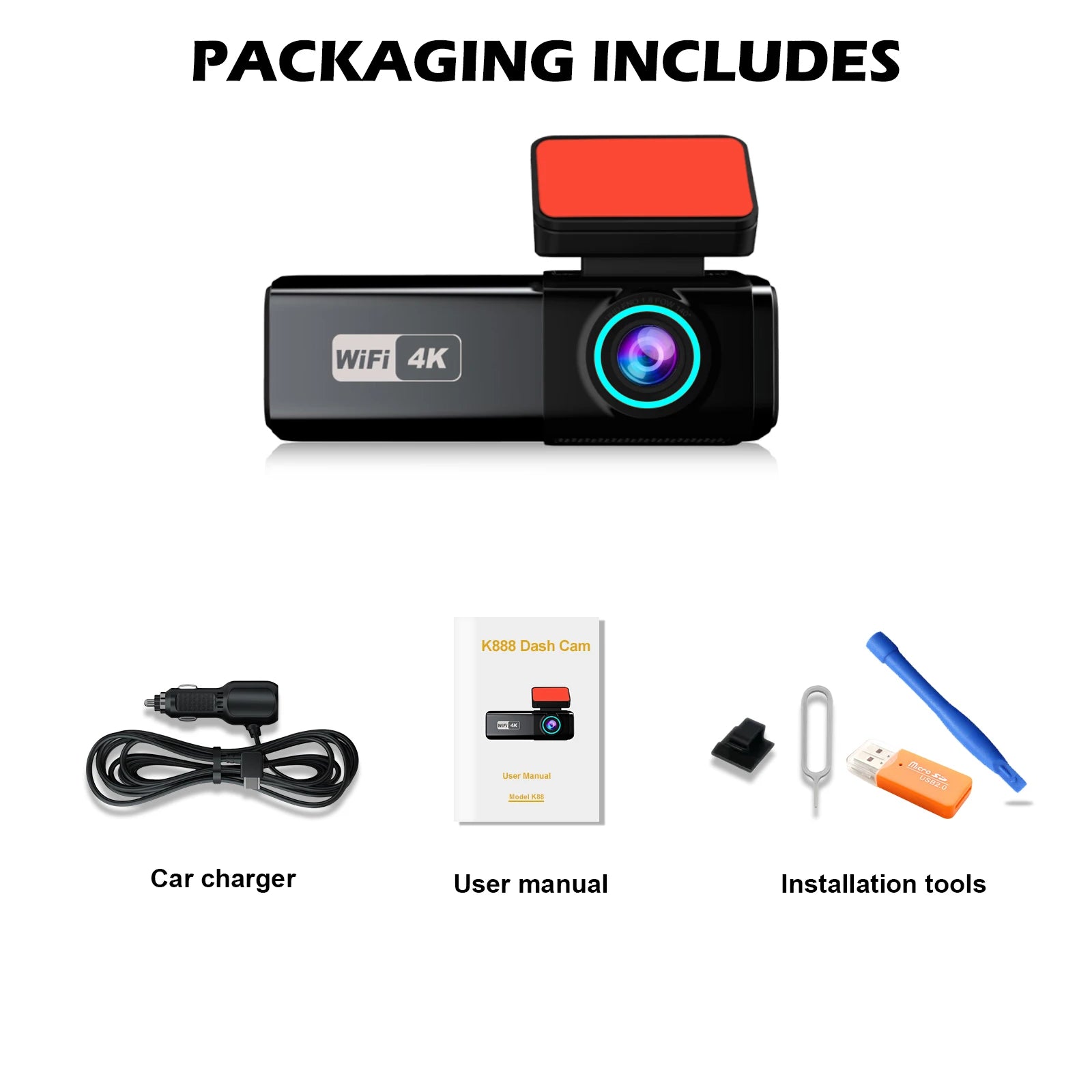 Stunning 4K Dash Cam Front And Rear Night Vision Wifi - Smarsty
