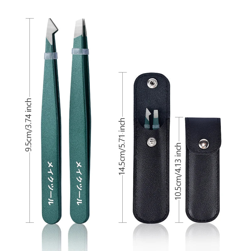 Colorful Stainless Steel Eyebrow Tweezers Set for Precision Hair Removal - Smarsty