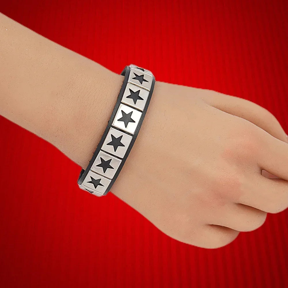 Punk Hip Hop Leather Skull Bracelet for Unisex Fashion - Smarsty