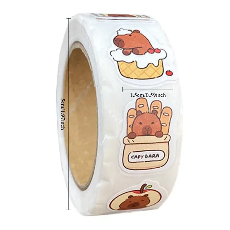 500 stickers capybara roll stickers high value cute cartoon decorative stickers sealing stickers - Smarsty