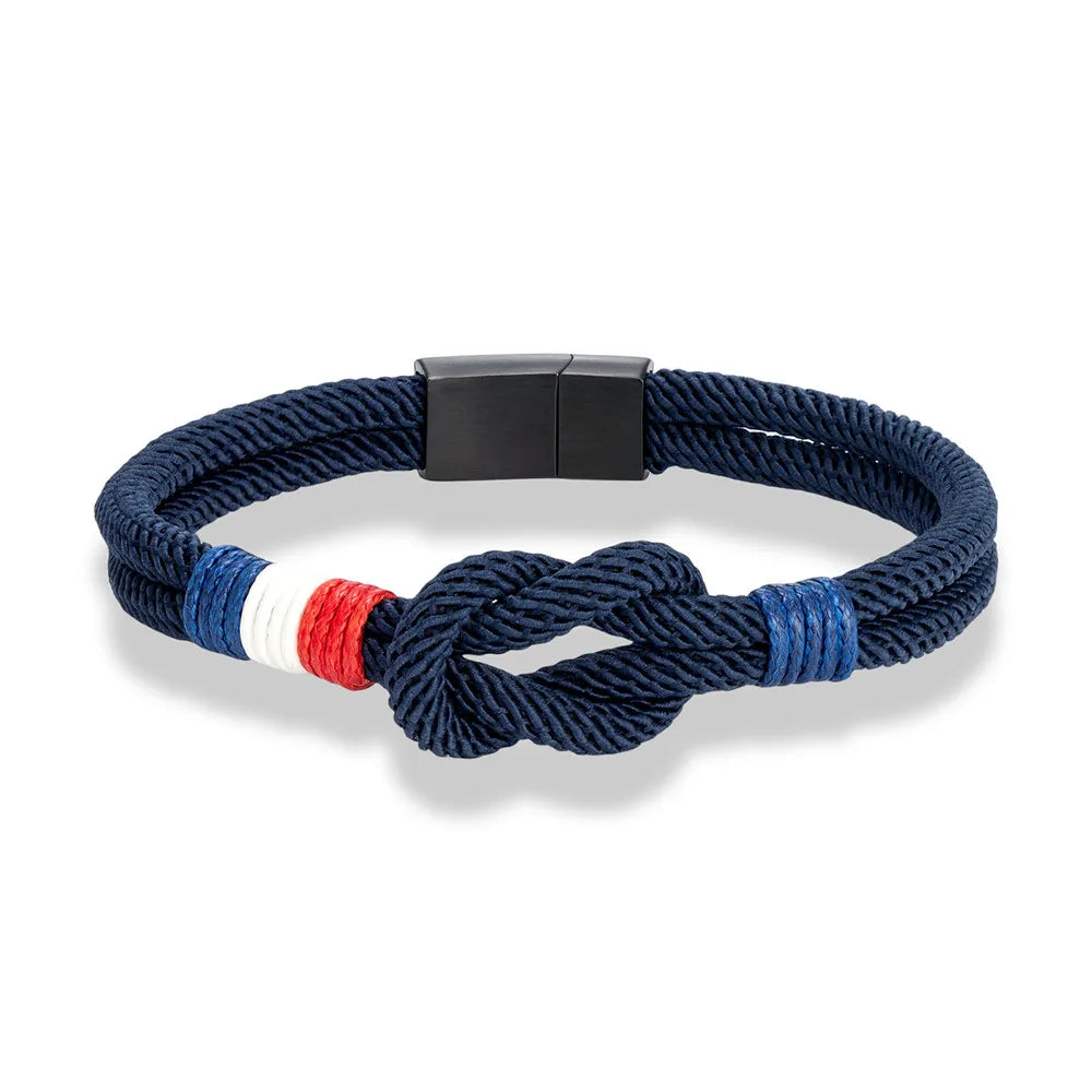 Black Stainless Steel Rope Bracelet Handmade Double Layer - Smarsty
