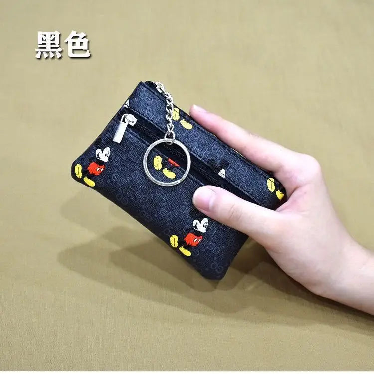 Disney Mickey Mouse Premium Genuine Leather Cartoon Phone Wallet Anime Coin Purse High-capacity Card Package Portable Wallet New