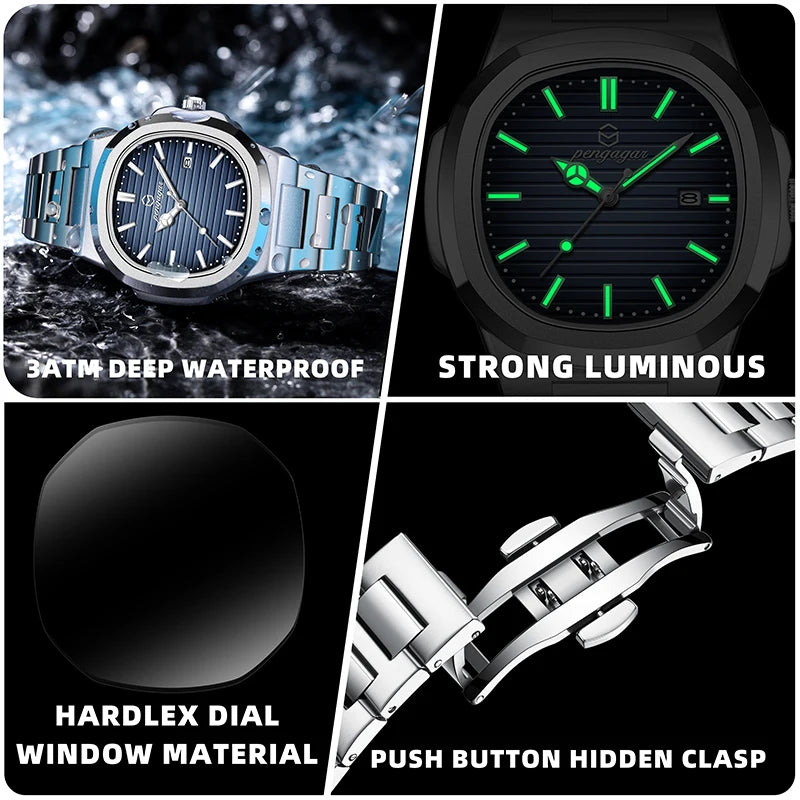 Luxury Waterproof Men’s Quartz Wristwatch with Luminous Dial - Smarsty
