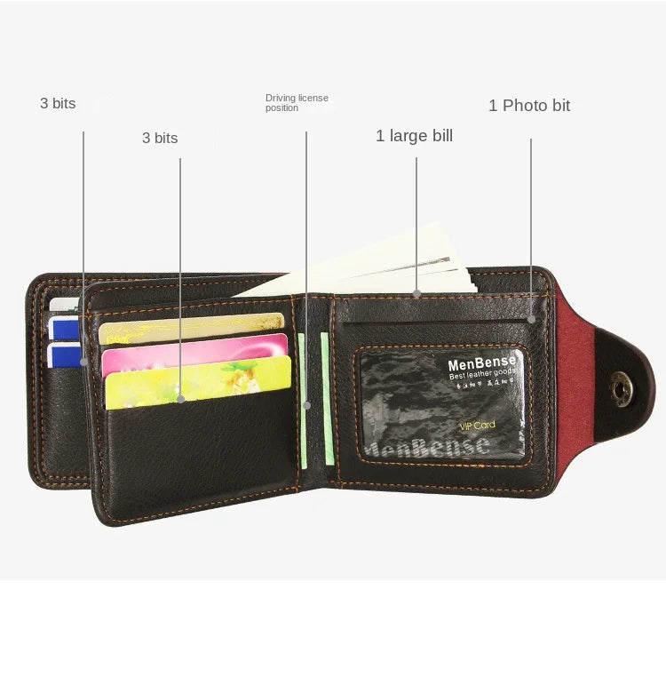 Men Short Bifold Faux Leather Masculina Billetera Credit ID Card Holder Wallet Billfold Purse Clutch Solid Hombre Business Slim - Smarsty