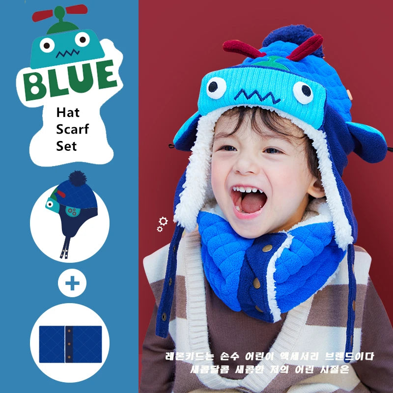 Kids Winter Hat Scarf Set Dinosaur Unicorn Style Gear - Smarsty