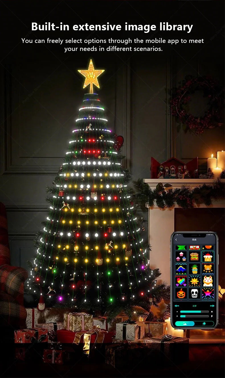 Smart Christmas Tree Lights with Remote & App Control 400 RGB LED Beads Music Sync Timer for Festive Holiday Christmas Decor
