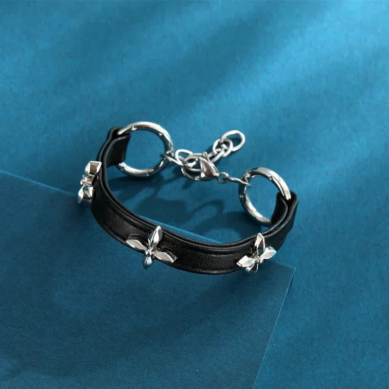 Unisex PU Leather Punk Bracelet with Spikes and Skull - Smarsty