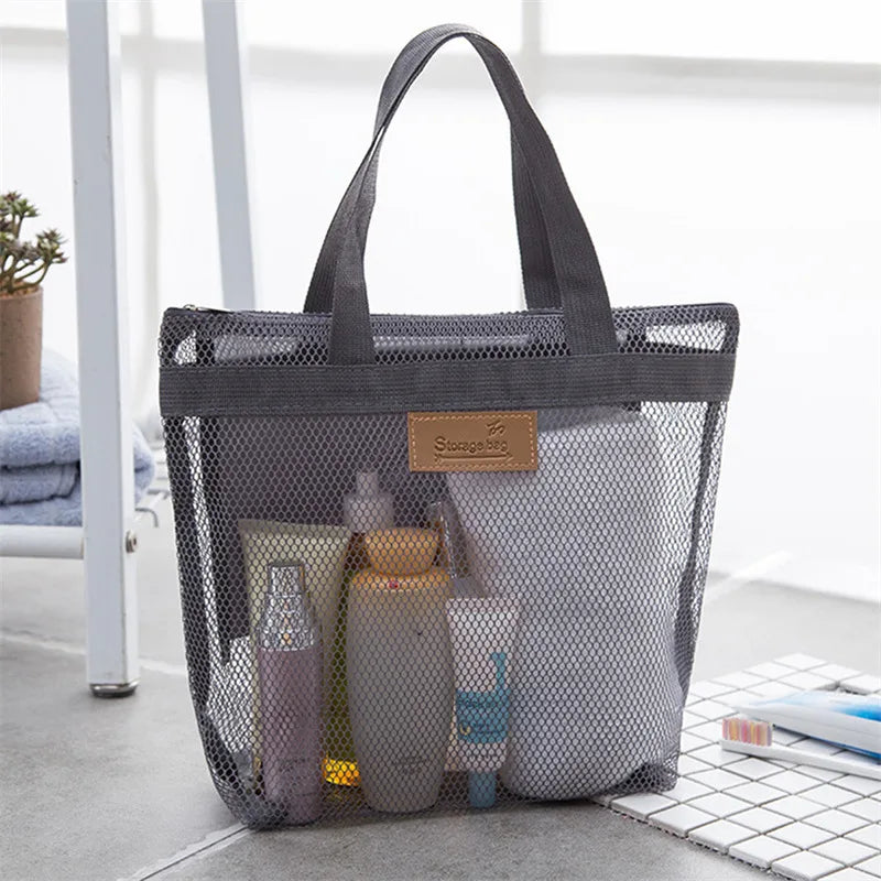 Mesh Makeup Toiletry Storage Bags Handbags Portable Travel Washing Body Shower Tools Organizer Hanging Cosmetic Organizer Pouch - Smarsty