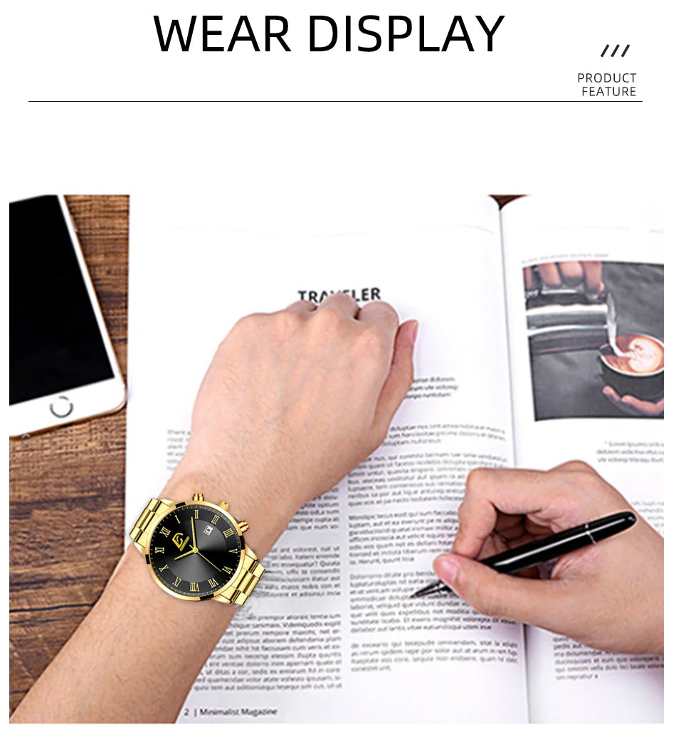 Luxury Minimalist Gold Quartz Watch for Men - Smarsty