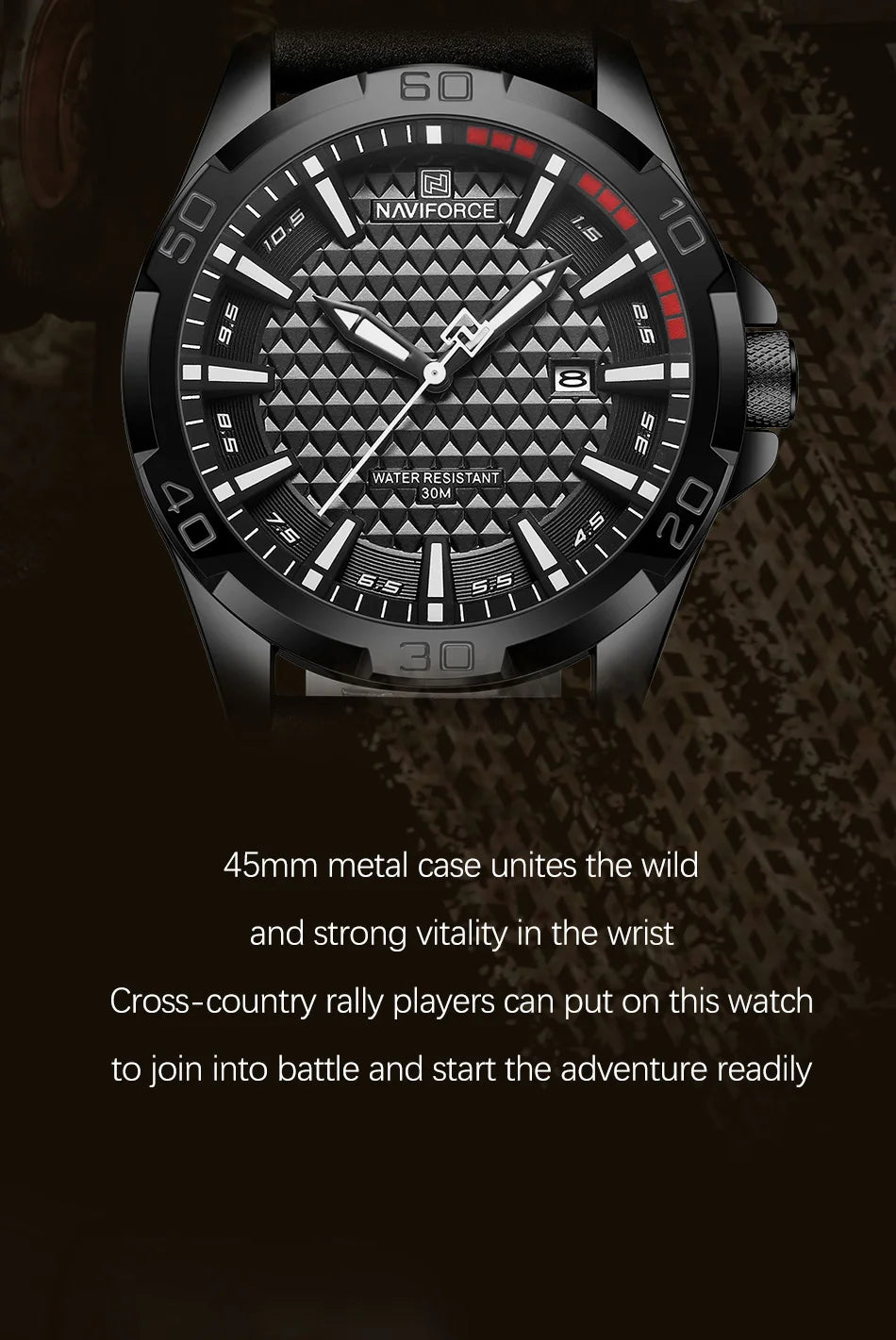 NAVIFORCE Men Fashion Waterproof Quartz Watch with Leather Strap - Smarsty