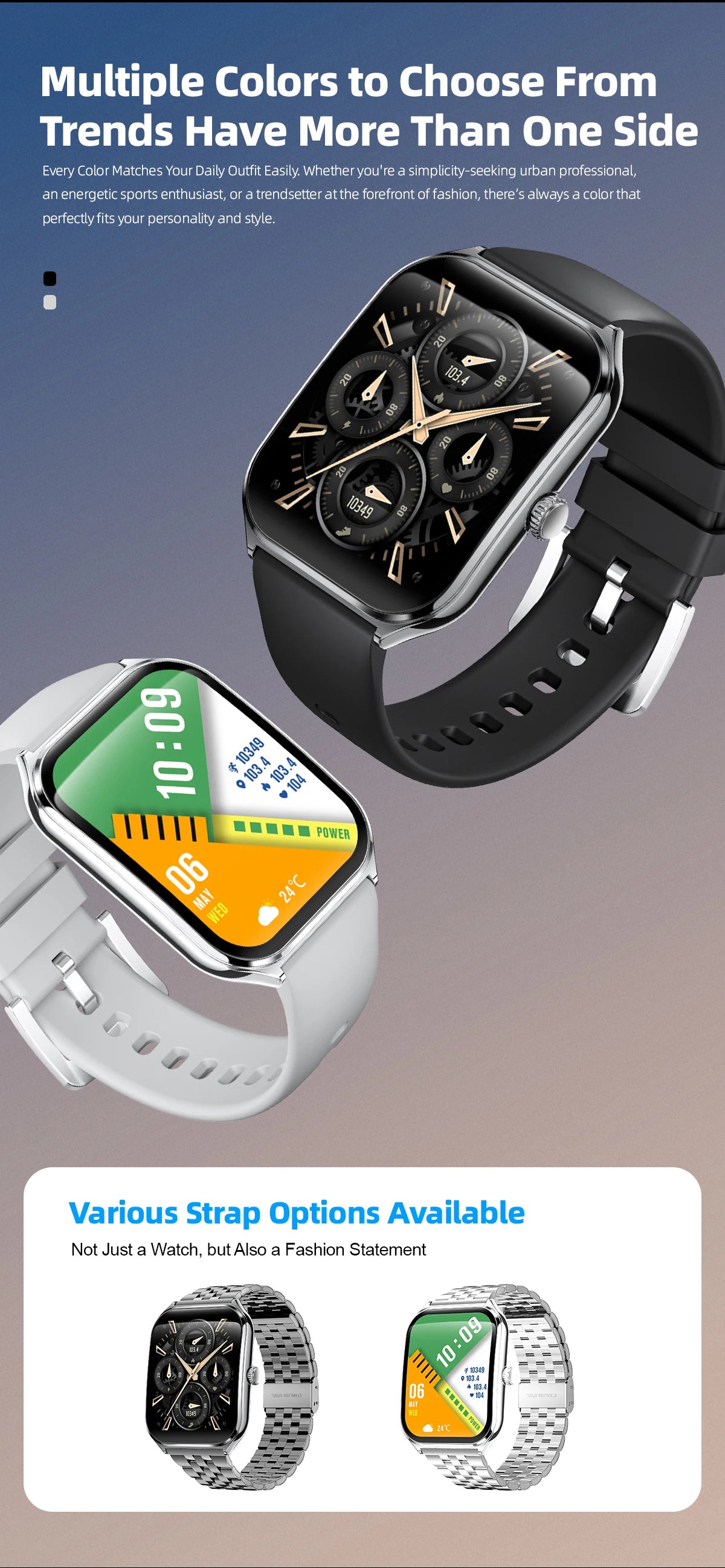 Ultra Thin Smart Watch with AMOLED Display and Call Reminder - Smarsty