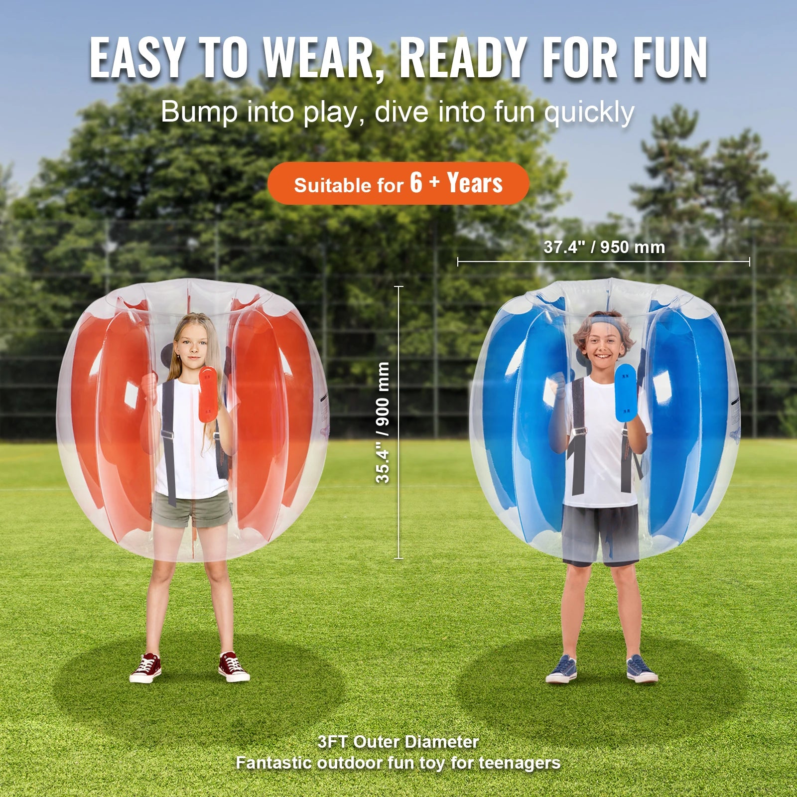 SucceBuy 2-Pack 2/3FT Inflatable Bumper Balls Body Sumo Zorb Balls for Kids & Teens Durable PVC Human Hamster Bubble Balls