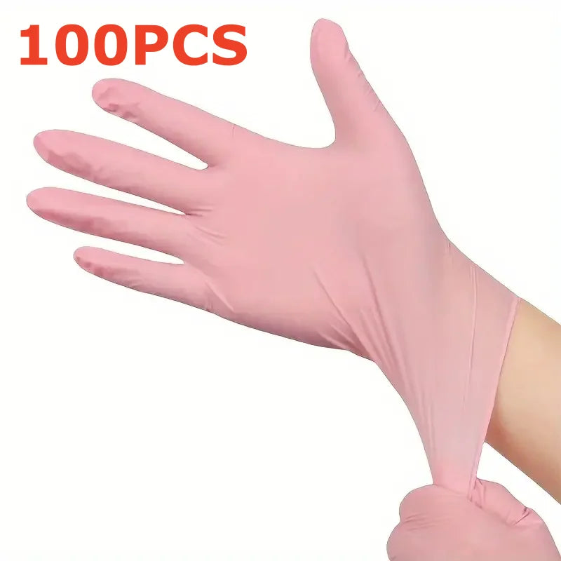 20/50/100PCS Pink Nitrile Disposable Gloves 3.5mil Latex Free Household Cleaning Gloves for Food Pre Tattoo Beauty Esthetician - Smarsty