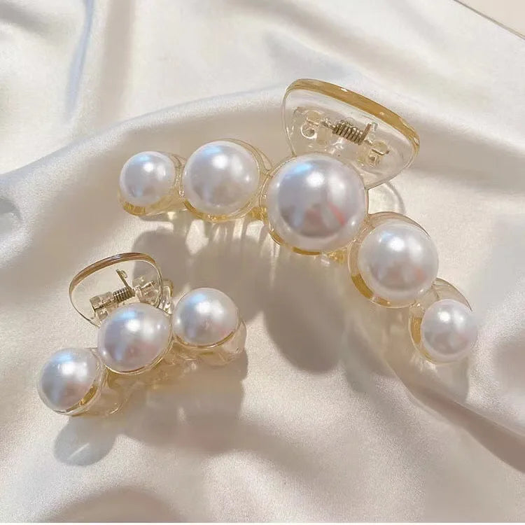 Large Pearl Hair Claw Clip Acrylic Fashion Barrette Stylish - Smarsty