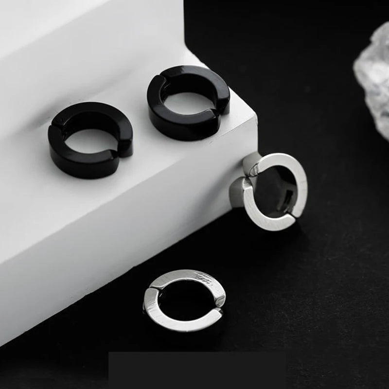Stainless Steel Ear Clip Earrings No Piercing Black - Smarsty