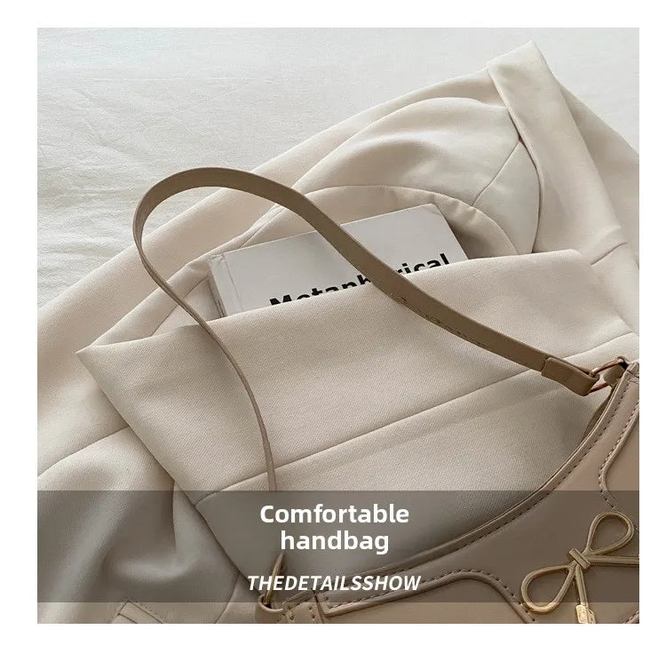 Metal Bow Shoulder Bag For Women With Classic Baguette - Smarsty