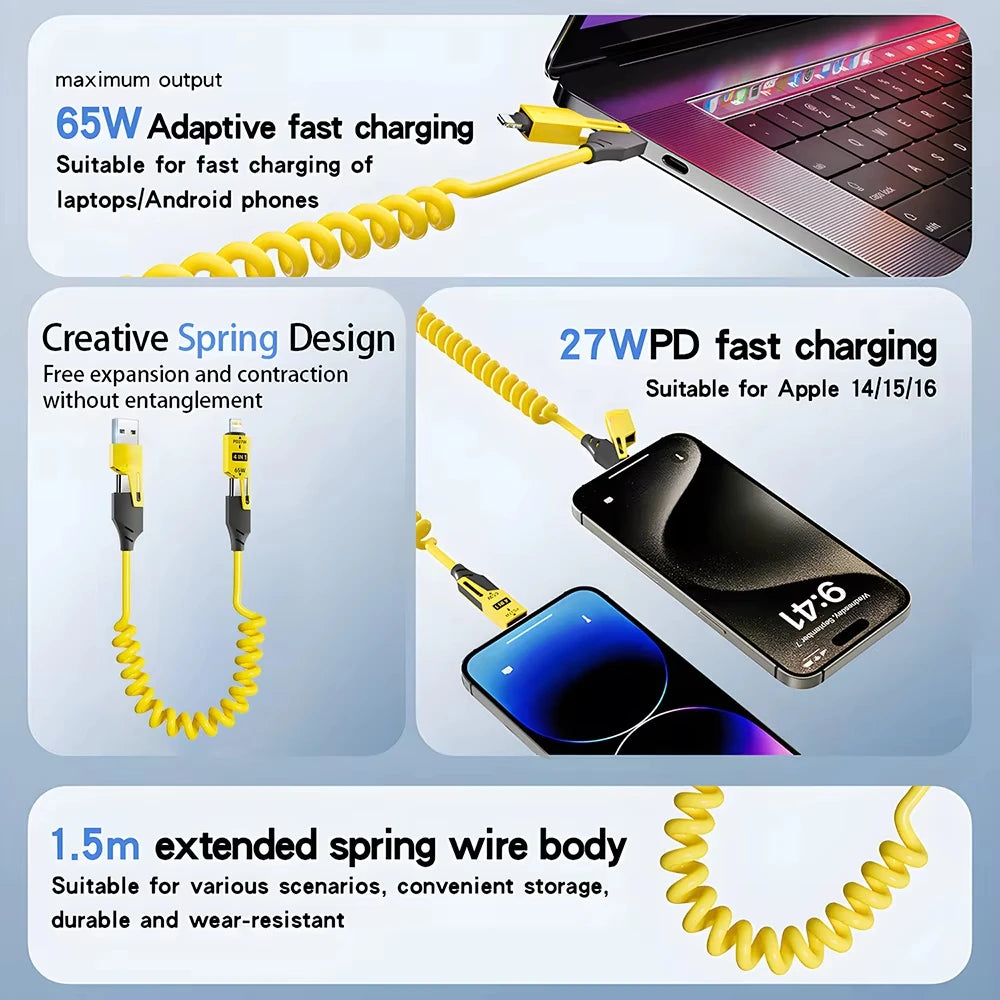 NNBILI 4 in 1 65W Quick Charger Data Cable - Smarsty