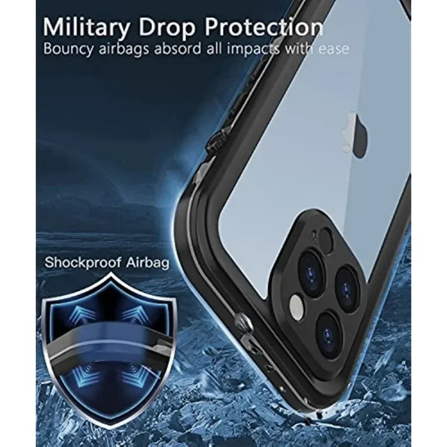 Full Sealed Clear IP68 Waterproof Case For iPhone 16 15 14 Plus 13 12 11 Pro Max Mini XS XR X Shockproof Cover Screen Protector by Smarsty