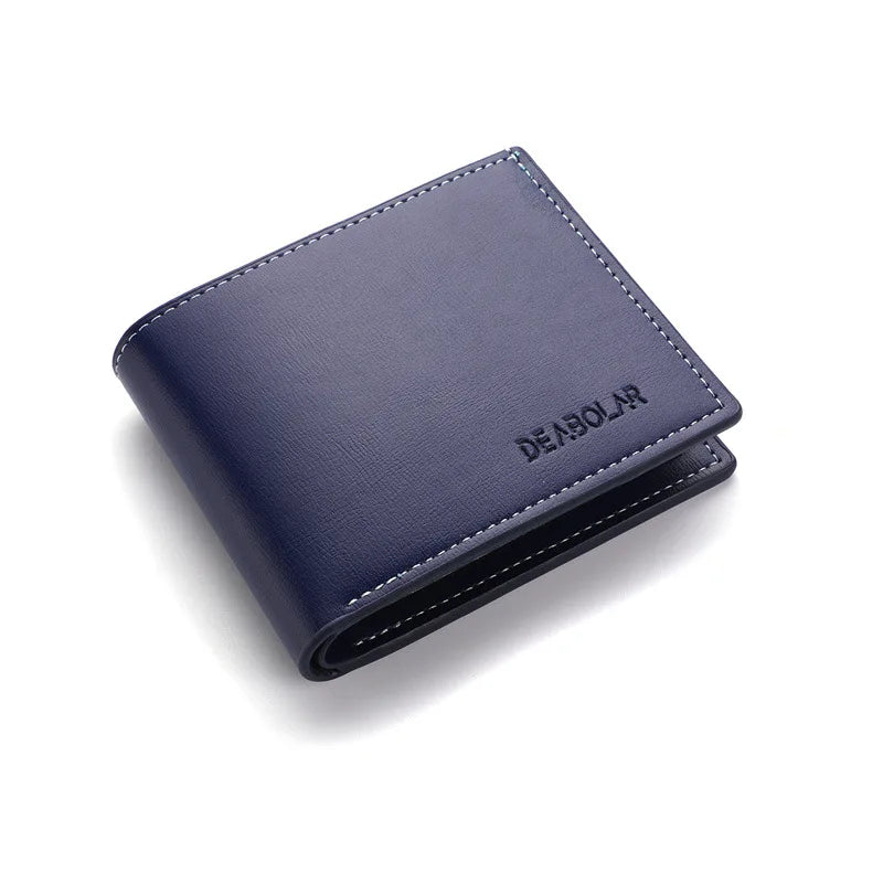 Pu Leather Men Short Wallet Thin Style Folding Young Men Credit Card Holder Wallet - Smarsty