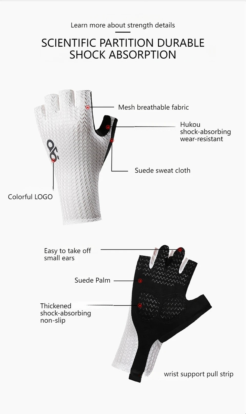 GTUBIKE Breathable Half Finger Cycling Gloves with Anti-Slip Pads - Smarsty