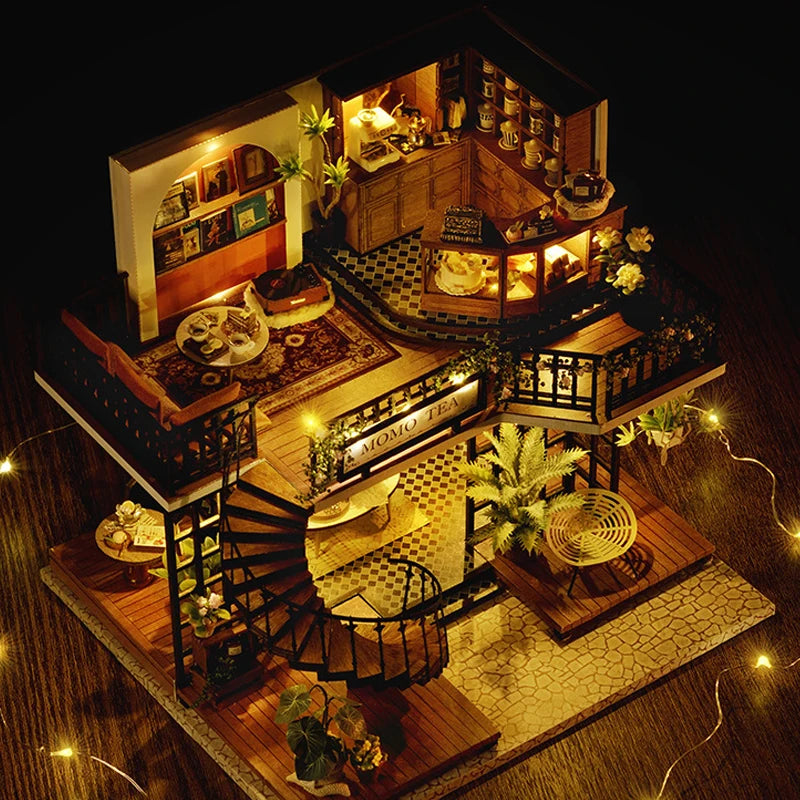 Wooden Doll House 3D Puzzle Assembly Building Model Kit Production Small Room Toys Home Bedroom Decoration With Furniture Light