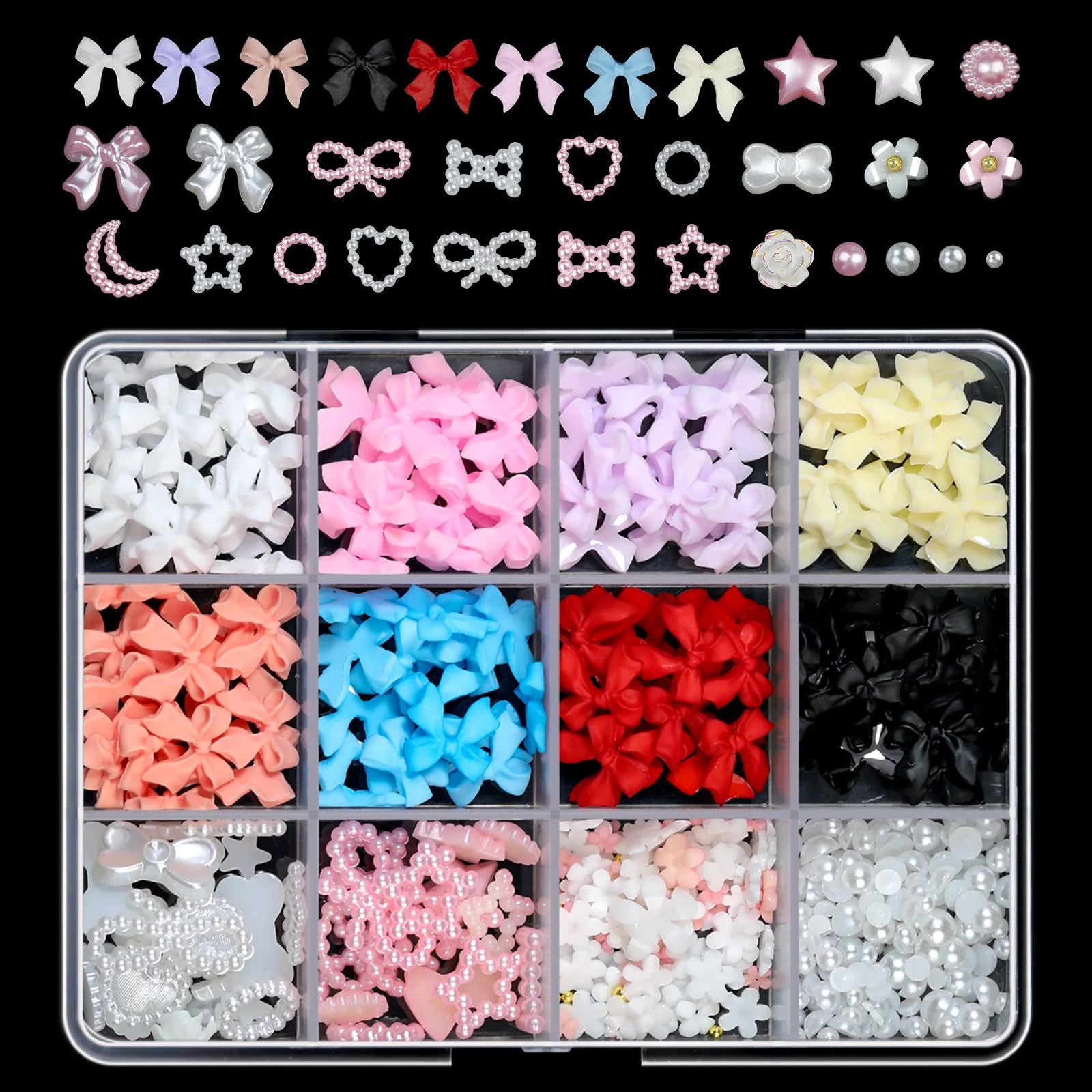 3D Mixed Pearl Heart Nail Charms for DIY Art - Smarsty