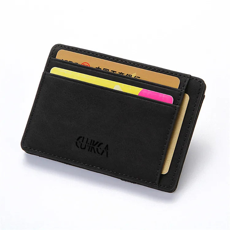 Mini Men Card Holder Wallets Zipper Coin Pocket Slim Magic Male Wallet Quality PU Leather Credit Bank Card Case Small Men Purses