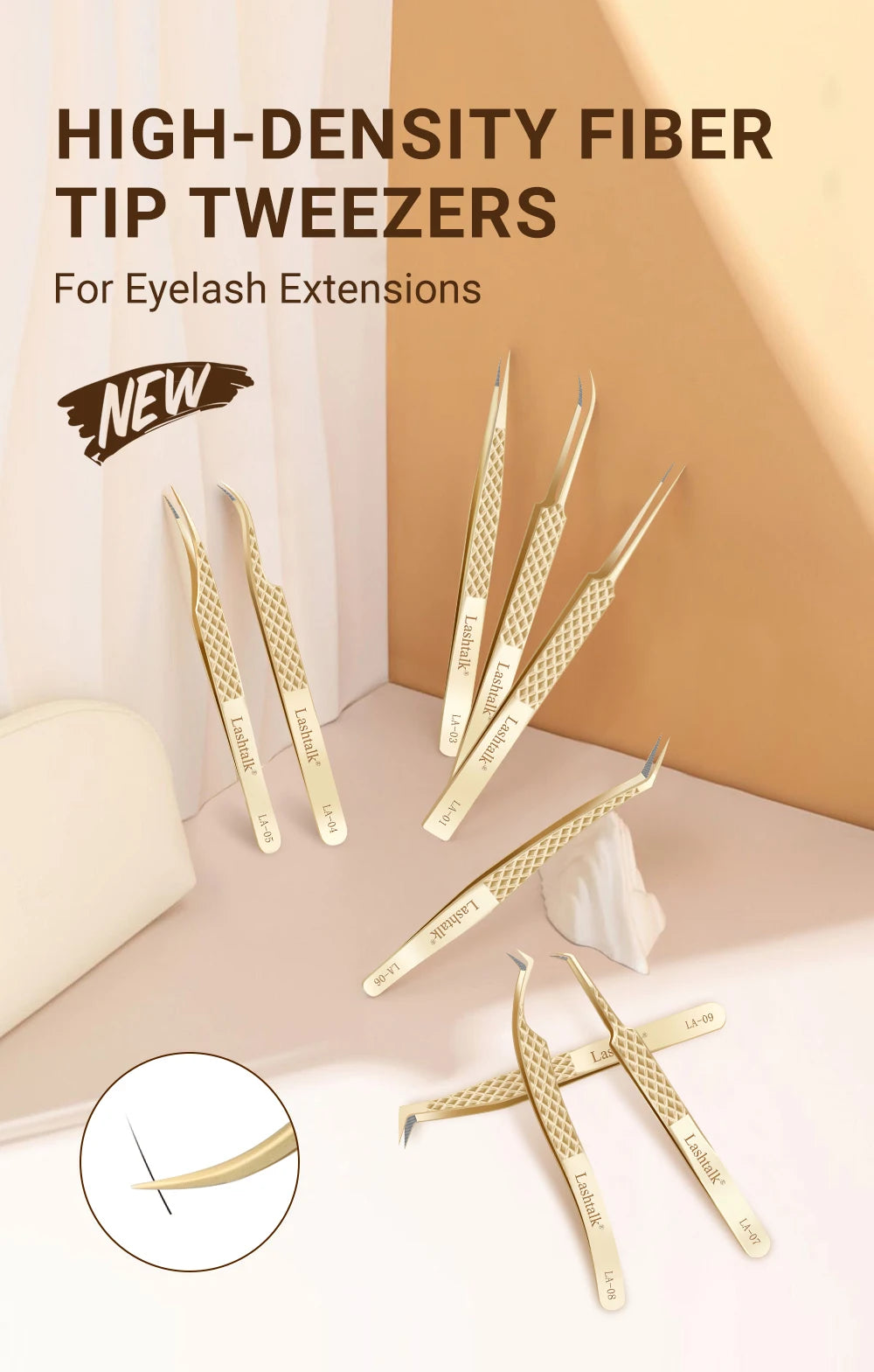 Precision Fiber Tip Eyelash Extension Tweezers with Diamond Grip - Smarsty