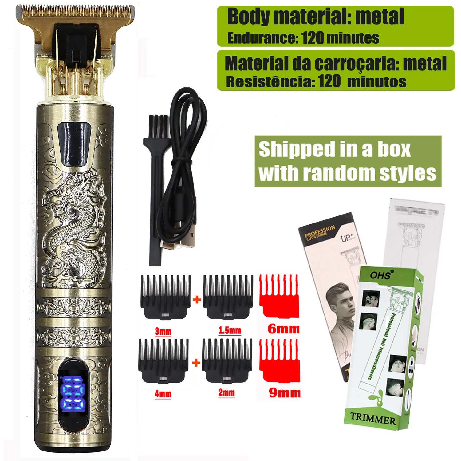 T9 Hair Clipper Repair Beard Shaving Body Hair Trimmer Clippers Electric Machine Men Haircut Machine 0mm Barber Shaver - Smarsty