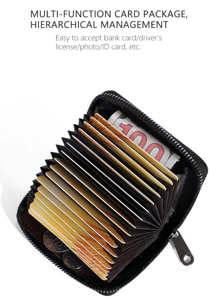20 Detents Cards Holders PU Business Bank Credit Bus ID Card Holder Cover Coin Pouch Anti Demagnetization Wallets Bag Organizer