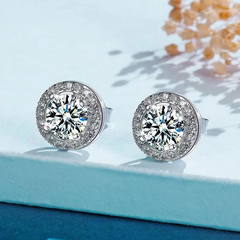 Sterling Silver Moissanite Stud Earrings 1 Carat Sparkle - Smarsty