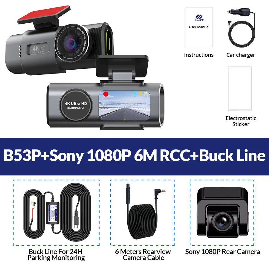 4K Dash Cam Night Vision With GPS Parking And WiFi - Smarsty