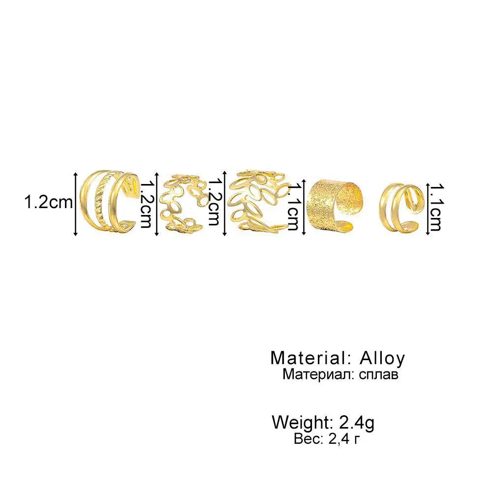 Retro Multi-Element Leaf Geometric Ear Cuffs Set - Smarsty