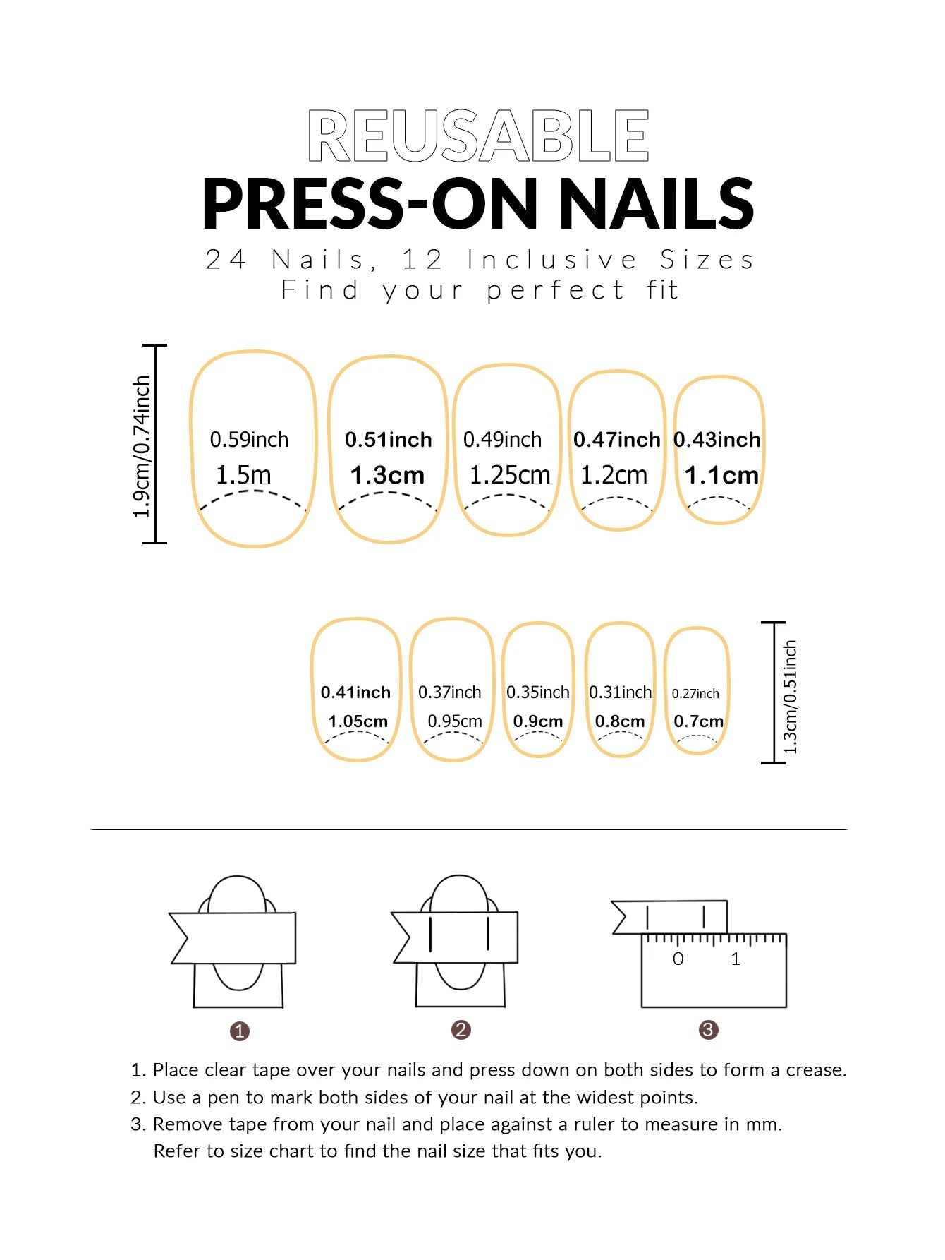 24 Piece Short Fake Nails Set with Glitter Tips - Smarsty