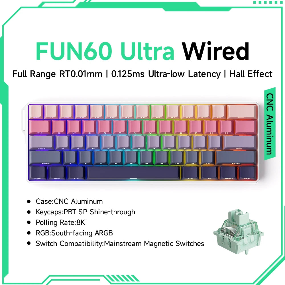 Mechanical Keyboard 60 Percent With Magnetic Switch ARGB