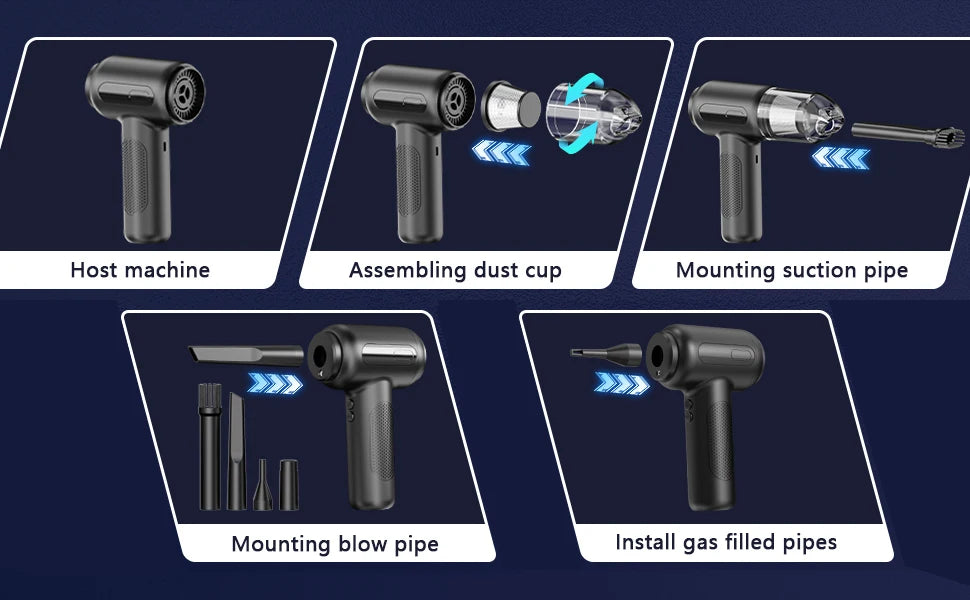Air Duster - High-Power Suction, 6000mAh Dual-Purpose, Mini Handheld, Multi-Functional, One-Click Dusting, with Crevice Tool, Du