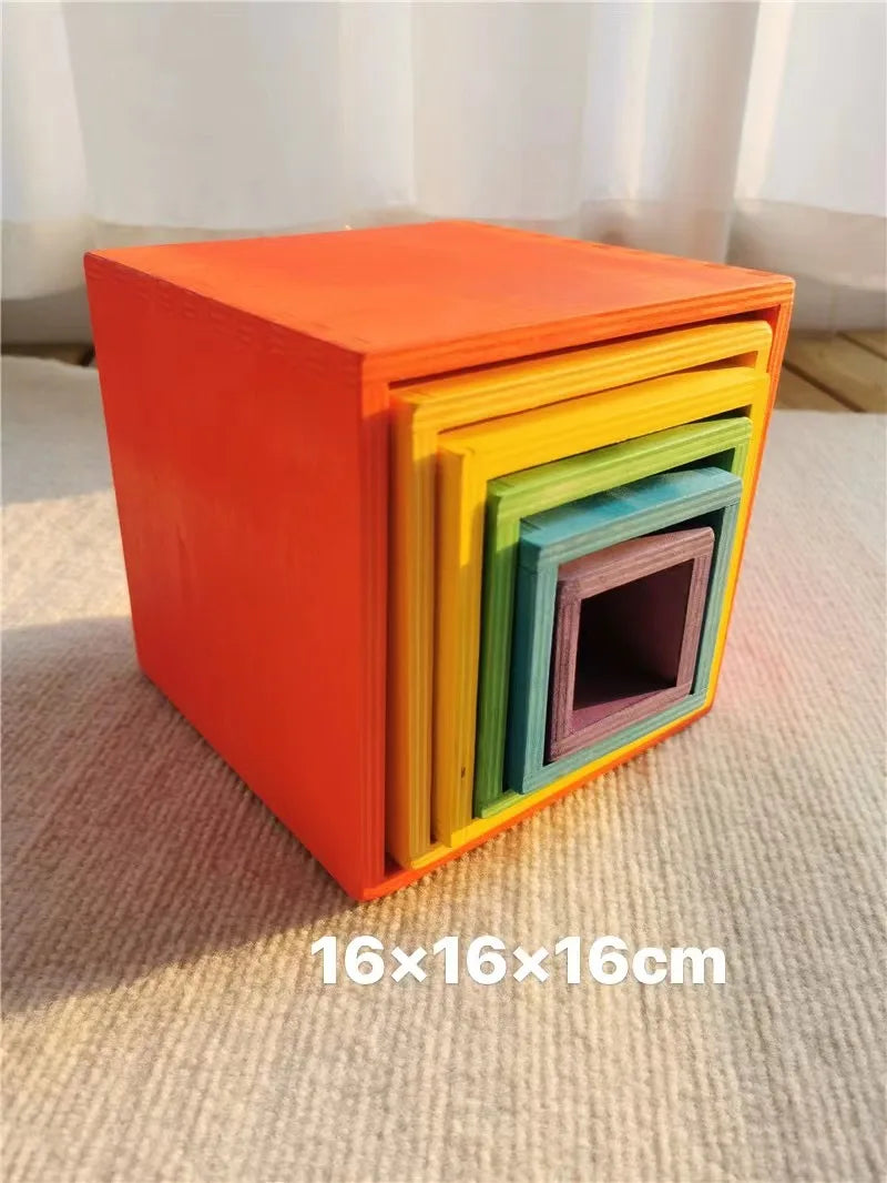 High Quality Wooden Toys Lime Wood Rainbow Arch Stacking Blocks Building Semi Color Sorting Peg Dolls Balls Slat for Kids Play - Smarsty