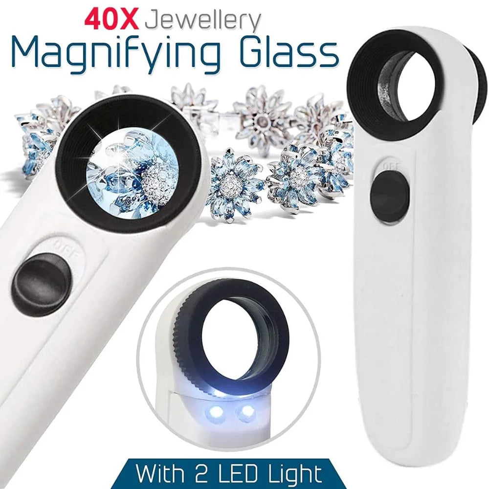 40X Handheld Magnifier With LED Lights for Clear Identification - Smarsty