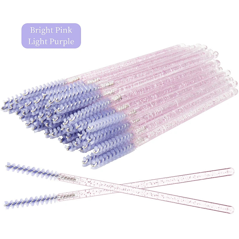 50 Pcs Disposable Eyelash Brushes with Diamond Handles - Smarsty