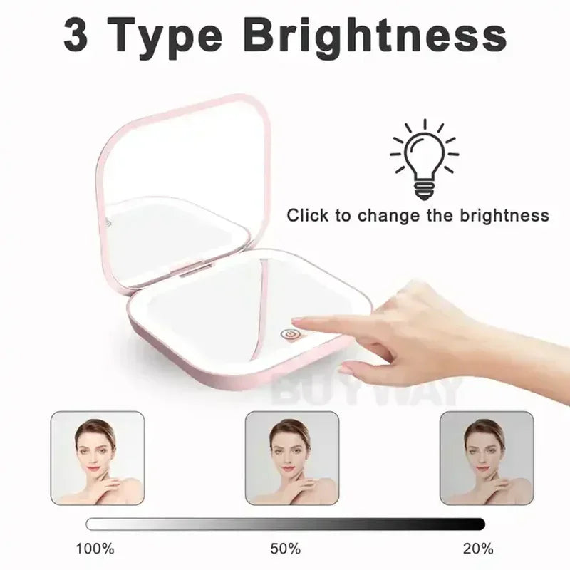 Compact LED Makeup Mirror with 2X Magnification for Travel - Smarsty