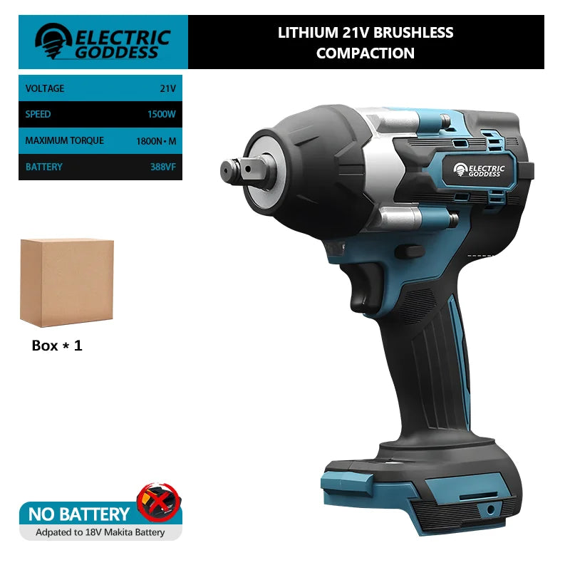 1800NM Cordless Electric Impact Wrench with Brushless Motor - Smarsty
