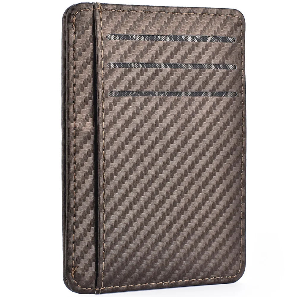 Men's Slim Thin Minimalist Front Pocket Wallets Men Anti Rfid Blocking Protected Magic ID Credit Card Holder PU Leather Wallets