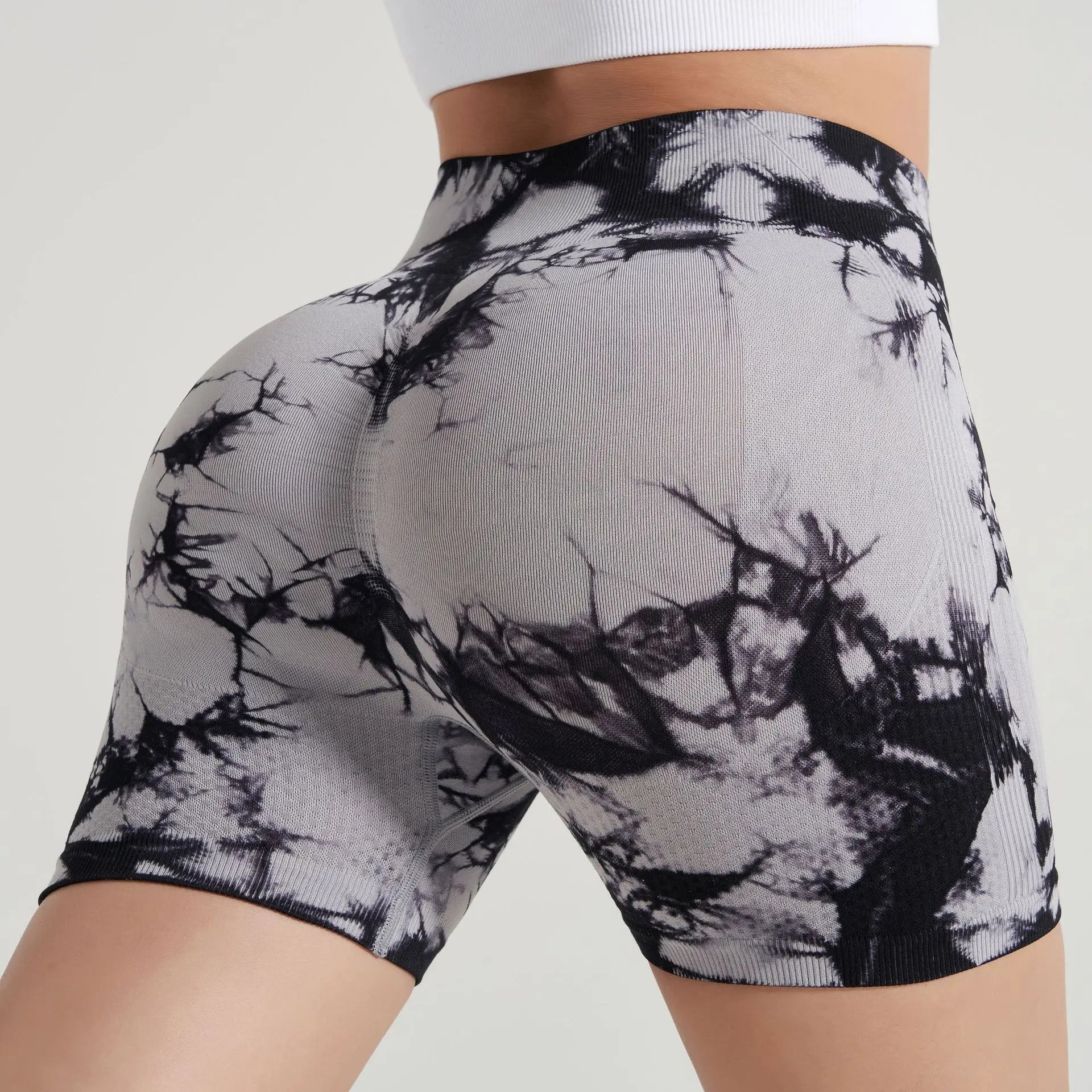 Tie-Dye Yoga Shorts for Women High Elastic Gym Shorts Push Up Sports Shorts Running Workout Fitness Women Short Sports Leggings - Smarsty