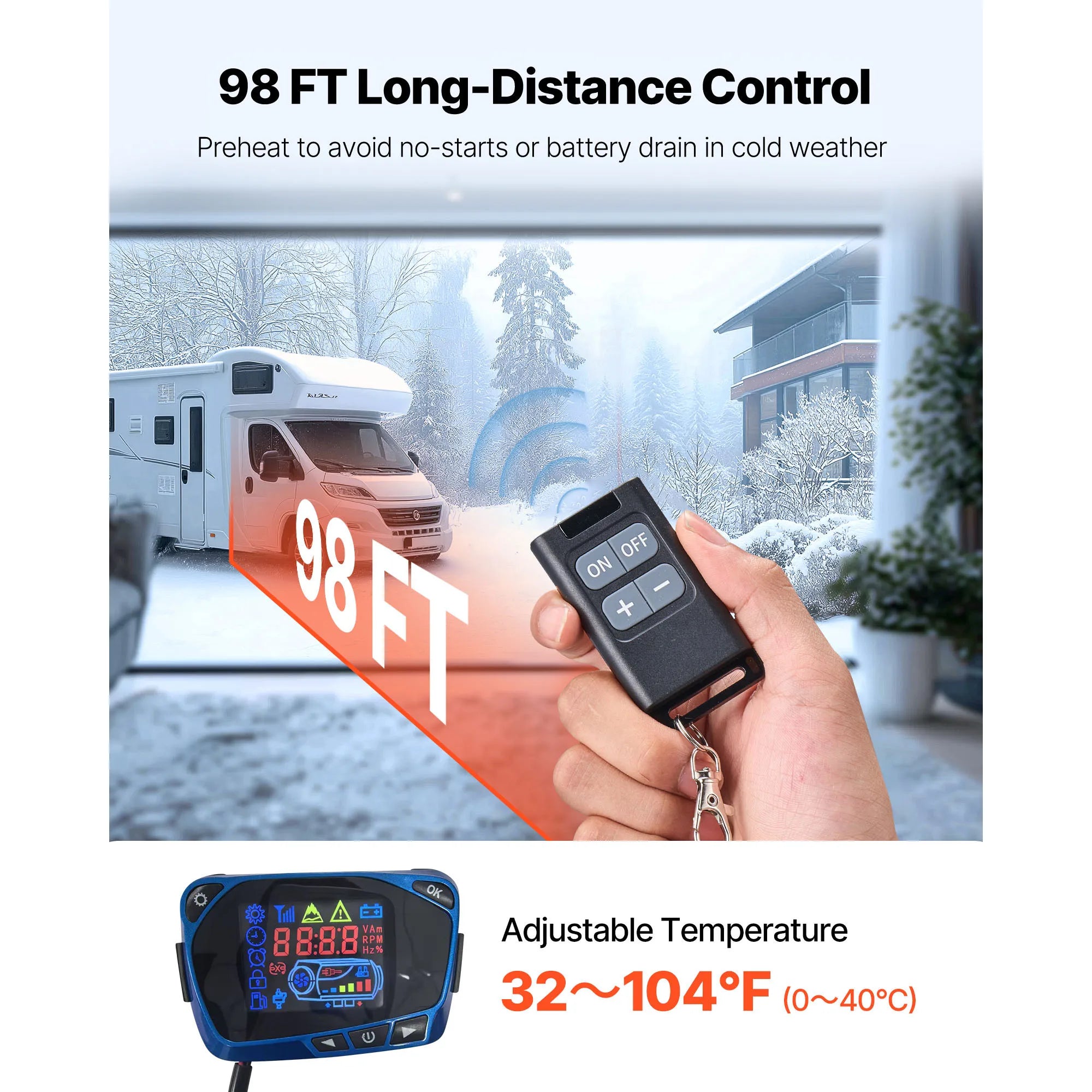 SucceBuy 8KW Diesel Air Heater DC12-24V Diesel Parking Heater with Remote Control, Pre-Heating Function, for RV, Truck, Camper