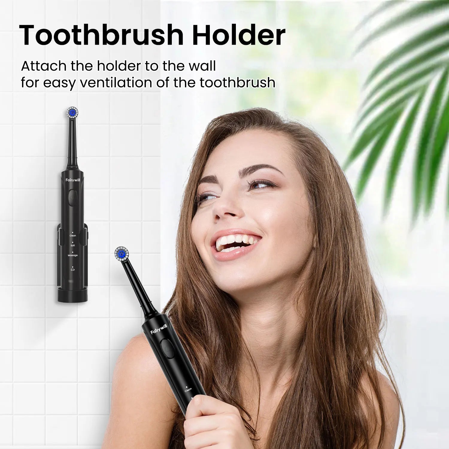 Fairywill Electric Toothbrush T2233Powerful Rotation Cleaning 4 Replacement Heads Rechargeable Sonic Toothbrush for Adults - Smarsty